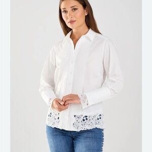 Express White Button Down Shirt with Lace Details